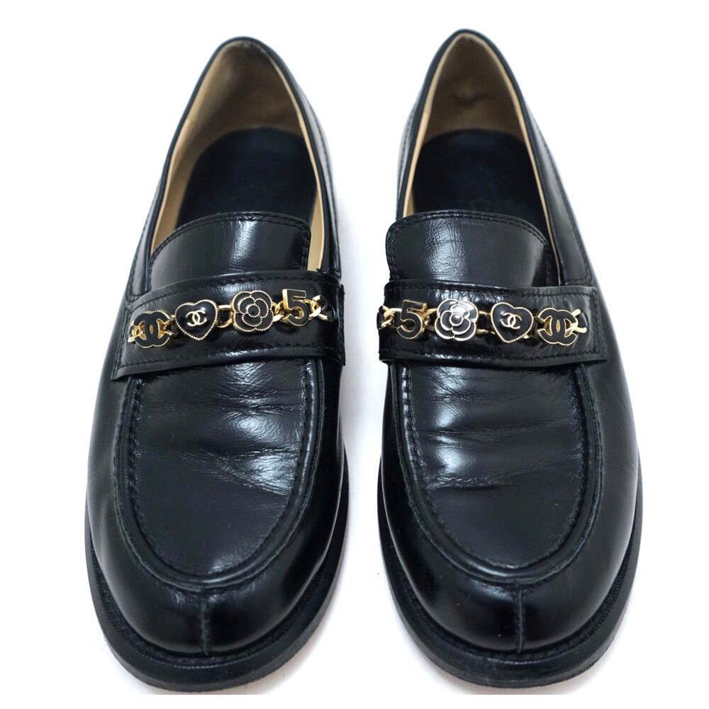 Chanel Penny Loafers Moccasins Charms Black Womens 41C - Picture 4 of 11
